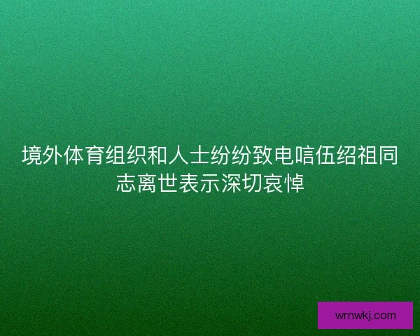 境外体育组织和人士纷纷致电唁伍绍祖同志离世表示深切哀悼